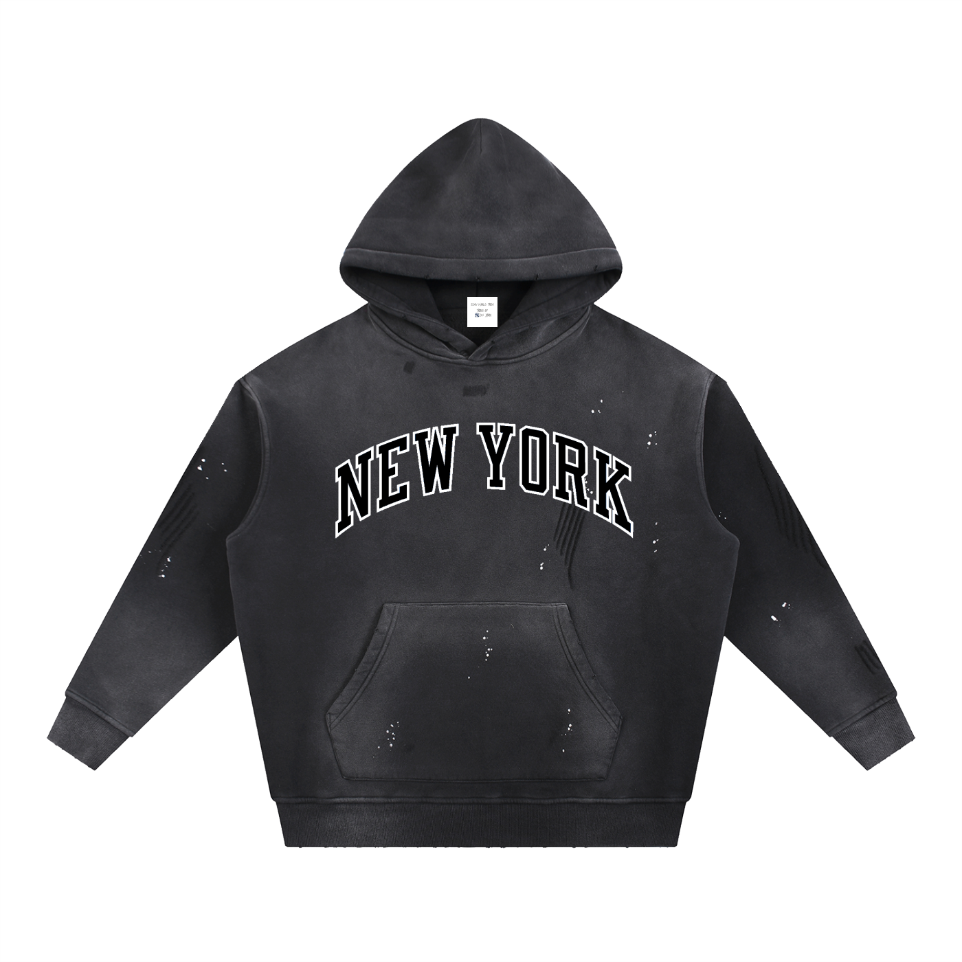 Vintage Washed Frayed Fleece Hoodie